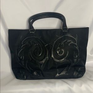 Christian Lacroix Black Leather and Nylon handbag